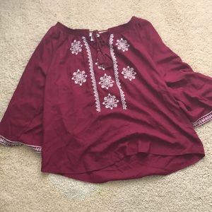 Sonoma Maroon Off The Shoulder Top